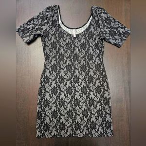 Xhilaration Black Floral Mini Dress L